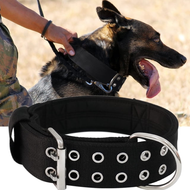 Collar para perros grandes, collares negros con asa para perros de raza extragrande, collar táctico de nailon resistente para mascotas XL