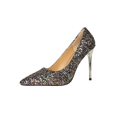 

Kesitin Ladies Comfort Non-Slip Heeled Dress Shoes Womens Casual Fashion Sparkling Stiletto Heels Colorful 8.5