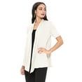 thumbnail image 2 of Women's Casual Solid Short Sleeve Basic Open Draped Front Cardigan Office Wear, 2 of 5