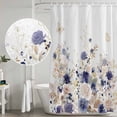 thumbnail image 4 of Purple Spring Floral Shower Curtain Set - Extra Long 72" x 96" Washable Bathtub Curtain with 12 Hooks, Elegant Pastoral Flowers Watercolor Waterproof Fabric Shower Curtains for Bathroom/Bathtub, 4 of 6