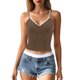 thumbnail image 1 of Camiseta sin mangas de encaje con corte bajo para mujer: detalle de lazo, tejido transpirable, camisetas informales de verano para combinar con vaqueros o faldas (tallas S-XL), 1 of 5