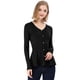 thumbnail image 3 of Día de San Patricio Top De Peplum De Punto Jersey Acanalado De Manga Larga Con Cuello En V Para Mujer Negro M, 3 of 6