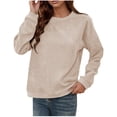 thumbnail image 1 of Timegard Hauts pour Femmes Col Rond Manches Longues Tricot Confortable Blouse Automne Basique Décontractée Chandails en Molleton Amples, 1 of 6