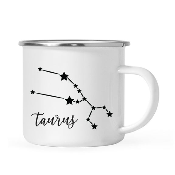 Koyal Wholesale Zodiac Sign Campfire Coffee Mug Taurus Star Constellation, Minimalistic Black