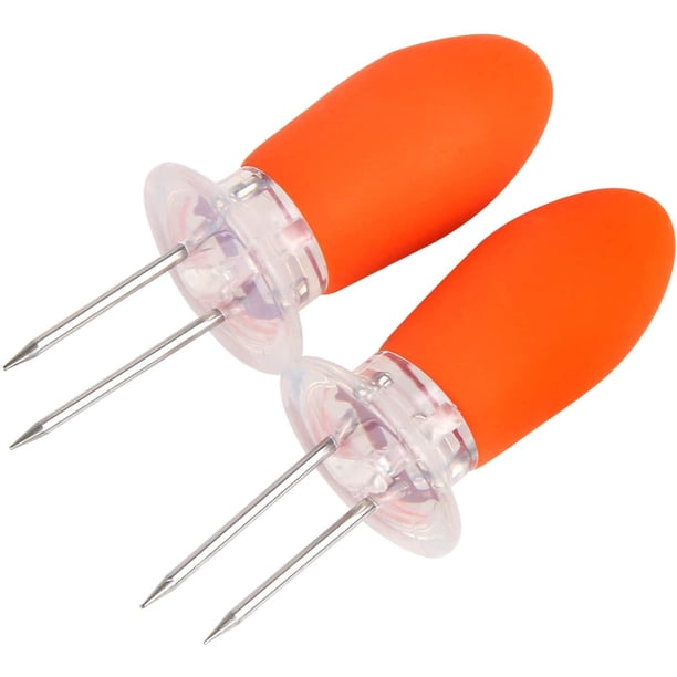 Juego De 5 Pinchos Para Mazorcas De Maíz - Mango De Madera Con 3 Dientes De Acero Inoxidable, Ideal Para Barbacoa