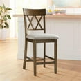 thumbnail image 2 of Pemberly Row Counter Height Wood Crossback Dining Chair Set in Oak (Set of 2), 2 of 7