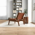 thumbnail image 4 of Allora Mid-Century Wood/Leather Accent Chair in Cognac Tan/Walnut, 4 of 5