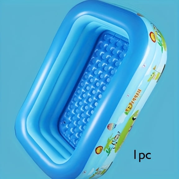 Bamboohart Piscine Gonflable en PVC Amusante pour la Famille 1 Pce avec Anneau Supérieur Design d'Été Bleu et Jaune « Hello Summer » Piscine de Jardin Extérieure pour Fête Aquatique Aucune Électricité Ni Pile Requise dans