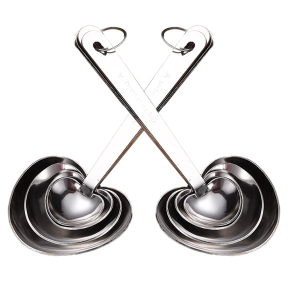 Homoyoyo Heart Shaped Measuring Spoons Set with Ring Design for Kitchen Tools