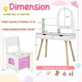 thumbnail image 3 of Costway Kids Vanity Set with 3-Color Lighting Modes, Adjustable Brightness, Mirror Cabinet White, 3 of 10