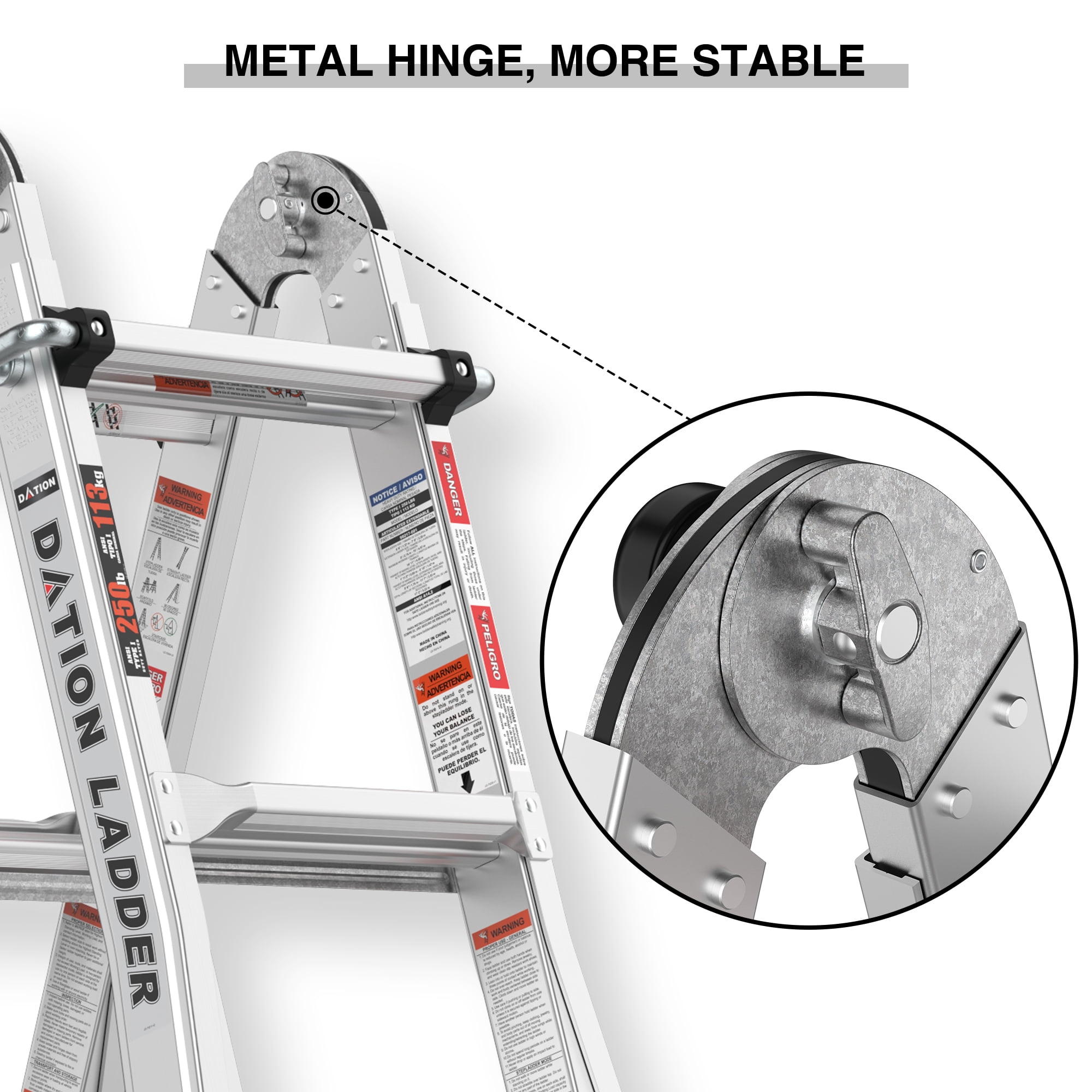 Kadyn Aluminum Retractable Step Stool, Silver Modern Multi-Use Ladder, Extension Telescoping Multi-Position Ladders for Home.
