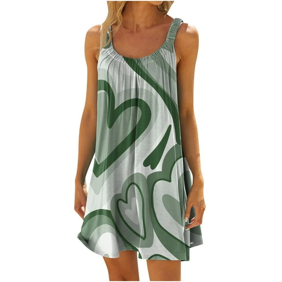 Azrian Summer Dresses Women Plus Size CasualPrinted Round-Neck Short Sleeve Loose Knee-Length Dres