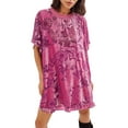 thumbnail image 1 of Gupgi Robe Fleurie en Velours pour Femme Robe Bohème à Manches Courtes Robe d'Été Ample Robe Courte, 1 of 8