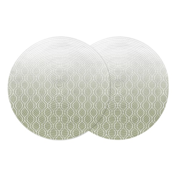 Round Placemats Sage Green Geometric 15 inch Set of 2 Table Mats for Dining Table Ombre Lines Rhombus Modern Heat Resistant Non-Slip Kitchen & Home Decorative Place Mat Set
