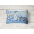 thumbnail image 2 of Blue Heron Sailboats Dog River Bridge Canvas Fabric Decorative Pillow, 2 of 3