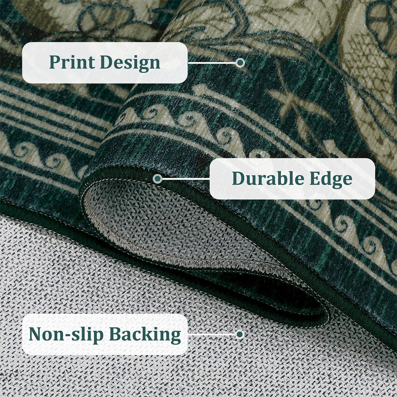 Garvee 8'x10' Modern Snake Printed Area Rug Washable Living Room Rug, Forest Low Pile Stain Resistant Rug Non Slip Carpet for Bedroom Dining Room, Blue