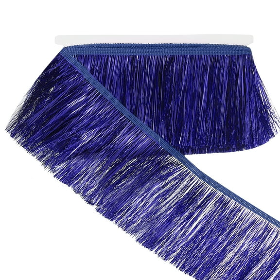 Uxcell 5.5 Yard of 4 Inch Shiny Tinsel Fringe Trim for DIY Latin Dance Costume, Navy Blue