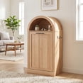 thumbnail image 4 of YDN Tilt Out Home Trash Cabinet with Arched Design - Wooden Laundry Hamper W/ Metal Handle & Hooks, 10 Gal Hidden Garbage Can Cabinets Trash Can Storage Organizer for Kitchen, Living Room,Nature, 4 of 10