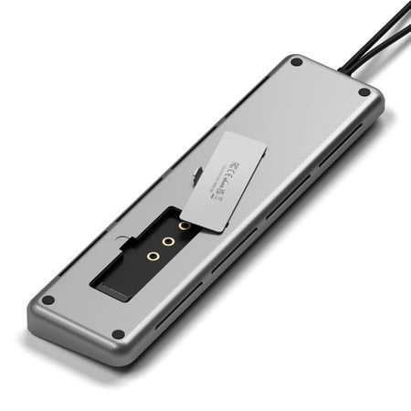 Satechi - Dual Dock with NVMe SSD enclosure – USB-C PD (75W), 2 USB-C data, 2 HDMI 2.0, 1 DisplayPort 1.4, 2 USB-A, Ethernet - Space Gray