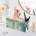 thumbnail image 3 of WOBOGO Green Flower Leaves Acrylic Pen Holder 4 Compartments Clear Pencil Organizer Makeup Brush Storage Case, 3 of 7