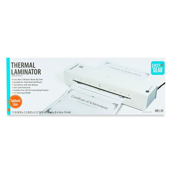 Pen+Gear 13in. Thermal Laminator, Tabloid Size, Suitable for 3mil, 5mil, Cold Pouch, White