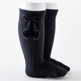 thumbnail image 2 of vastwit Baby Little Girls Knee High Socks Cotton Stockings with Pompom School Uniform Leggings Black 2-4, 2 of 5