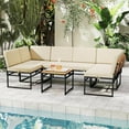 thumbnail image 4 of Costway 6 PCS Outdoor Sectional Sofa Set Metal Conversation Set with Bungee Rope Seat, 4 of 10