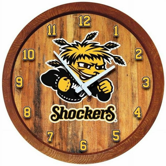 Grimm Industries WS-560-01 20 in. Barrel Team Wall Clock - WS Color Primary Logo, White, Black & Shocker Yellow