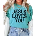 thumbnail image 3 of Jesus Loves You Shirt for Women Christian Faith Easter Inspirational Distressed Tee Seafoam Shirt Adult Medium, 3 of 7