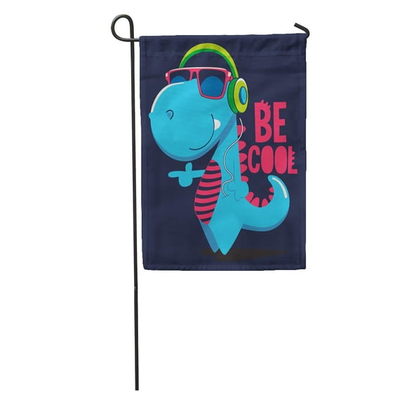 SIDONKU Green Funny Cool Dinosaur Character Monster Mascot Fun Cute Garden Flag Decorative Flag House Banner 12x18 inch