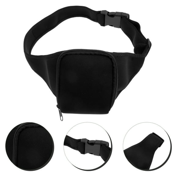 QIFULL Durable Black Mic Waist Bag with Polyester Material for Sports and Fitness