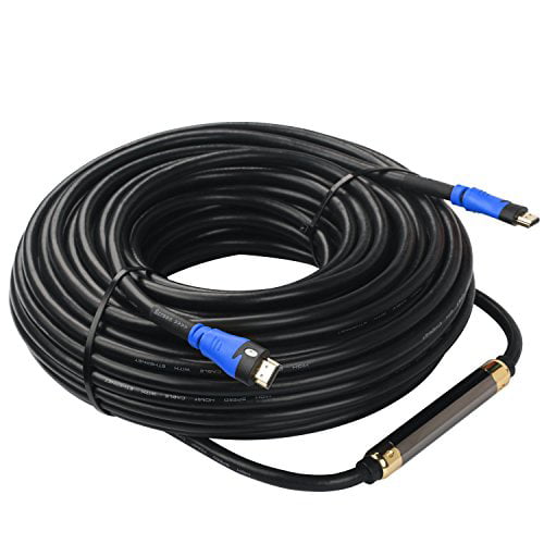 100 Feet Postta Ultra HDMI 2.0V Cable with Built-in Signal Booster-Support 3D,1080P,Ethernet,Audio Return & Ultra HD-1 Pack Blue