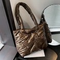 thumbnail image 1 of Bolso Mujer Abajo Bolsos Tote Casual Suave Puffer Hobo Invierno Citas Marrón, 1 of 8