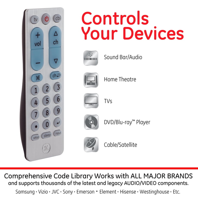 GE 2-Device Big Button Universal Remote, Silver photo 4