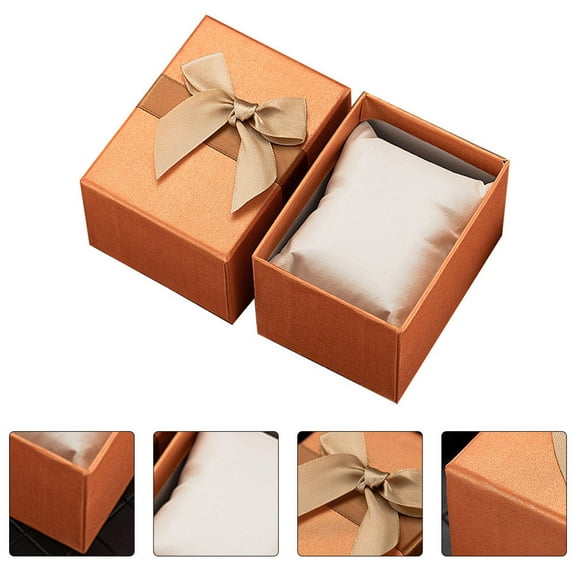 OUNONA 2Pcs Watch Box Gift Box Creative Present Case Jewelry Storage Box (Orange)