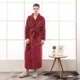 thumbnail image 2 of Womens Mens Fleece Robe Soft Plush Bathrobe Long Warm, 2 of 5