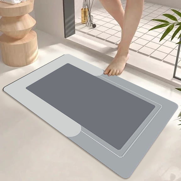 Quick Drying Bathroom Mat Light Gray Rectangular Polyester Carpet Color:C Material:Plastic