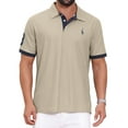 thumbnail image 1 of CAMISA POLO DE PATRÓN PIQUÉ PARA HOMBRES INSPIRADA EN EL DÍA DEL PADRE, CAMISA POLO DE GOLF DE COLOR CONTRASTANTE M Khaki, 1 of 6