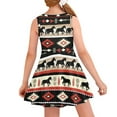 thumbnail image 6 of FOR U DESIGNS Southwest Aztec Horse Tank Top Dress Skin Friendly Knee Length Skater Dress Pleated Beach Sundress Soft Sleeveless Midi Dress for Teen Girls 15-16T, 6 of 6