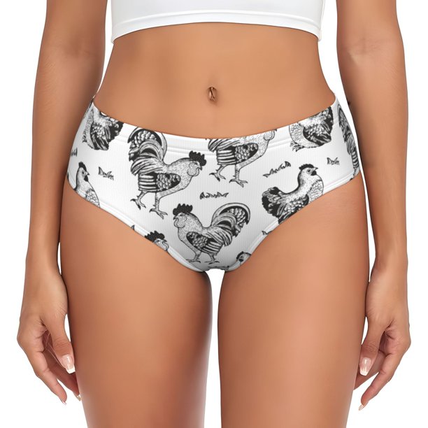 Fotbe Retro Rooster Calzones Estampados para Mujer – Ropa Interior de Algodón, Cómoda, Suave y Elástica-Medium