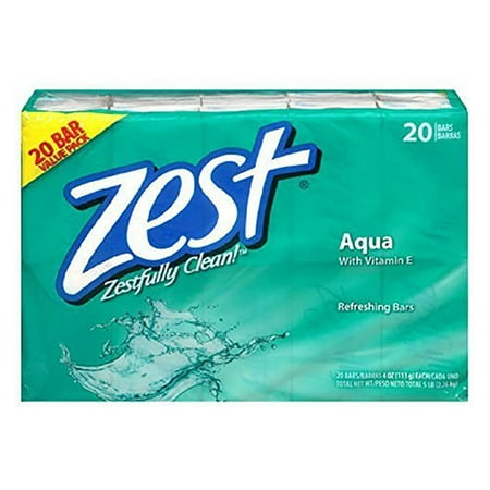 Zest Bar Soap Aqua With Vitamin E, 4 Ounce Bars, 20 Pack ...