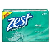 Zest Bar Soap Aqua With Vitamin E, 4 Ounce Bars, 20 Pack