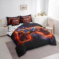 thumbnail image 3 of Homewish Teens Futuristic Gamepad Twin Bedding Sets 7-Piece, Game Console Lover Bedding Comforter Set, Orange Nature Lightning Reversible Sheet Sets, Luxury Bedroom Decor, 3 of 7