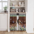 thumbnail image 6 of Spring Botanical Kitchen Curtain for Berdoom Living Room Cafe 45 Inch Length, Farmhouse Black Plaid Brown Wooden Grain Tiers Curtains Light Filtering Drapes Window Treatment 2 Panels 52"Wx45"L, 6 of 8
