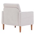 thumbnail image 5 of Linen Upholstered Accent Chair, Modern Armchair with Solid Wood Legs, Comfy Reading Arm Chair Single Sofa Chair with Solid Wood Frame for Living Room, Bedroom and Office, Creamy White, 5 of 7