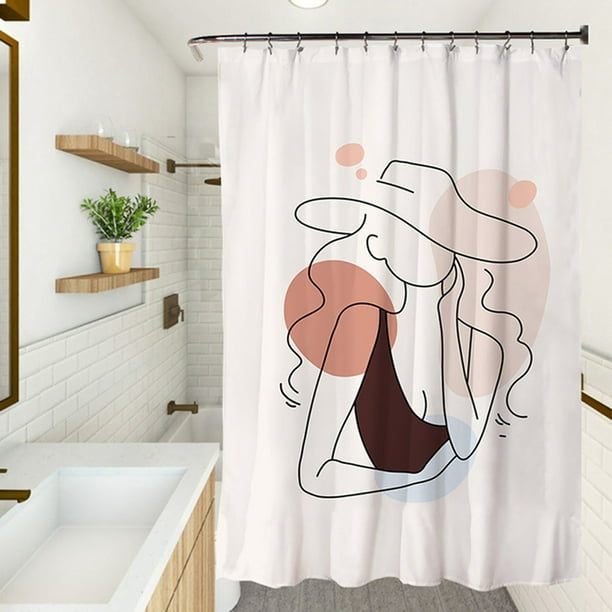 Modern Abstract Fabric Shower Curtain - Aesthetic Boho Cute Bathroom Shower  Curtains Set Contemporary Art Minimalist Line Shapes Decorative Bath Curtain  (72''W x 72''L) - Walmart.com