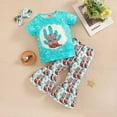 thumbnail image 2 of Afdoent Toddler Baby Girl Clothes Cactus Print Short Sleeve T Shirt & Flared Pants Set Summer New Arrival Casual Outfit Fashion Clothes Outfits 2-3 Years, 2 of 8