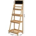 thumbnail image 4 of Decorative Wooden 4-Tier Chalkboard Ladder Shelf, Flower Plant Pot Display Shelf Bookshelf, Plant Flower Stand, Storage, 4 of 7