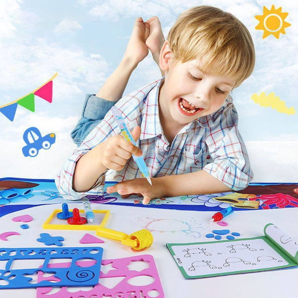 Tapis Doodle Mat Enfant, 100*70 cm Coloré Tapis de Dessin Eau avec Outils, Jouets éducatifs pour