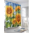 thumbnail image 3 of Shower Curtain Sunflower Retro Plant Shower Curtains for Bathroom, Waterproof Polyester Shower Curtain Set with Hooks, Extra Long 72" x 96" Branch Leaves, 3 of 6
